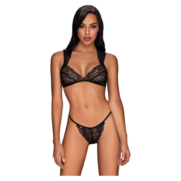 Obsessive Anal Elisetta 2 Pc Set Black LXL Obsessive Lingerie