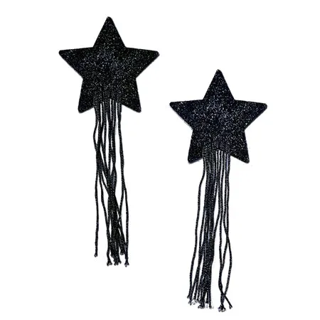 Pastease Female Sex Toys Tassel Pasties Black Sparkle Star Pastease with Long Fringe Nipple Pasties Pastease Female Sex Toys Tassel Pasties Black Sparkle Star Pastease with Long Fringe Nipple Pasties