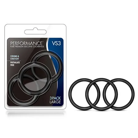 Performance VS3 Pure Premium Silicone Cockrings Large Black Vee International Inc Anal Performance VS3 Pure Premium Silicone Cockrings Large Black Vee International Inc Anal
