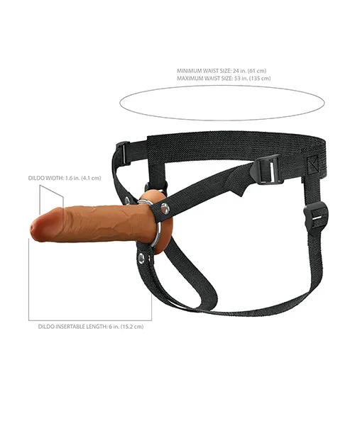 Pipedream Products Female Sex Toys Fantasy Xtensions Elite 6 Silicone Hollow Strapon wHarness Brown