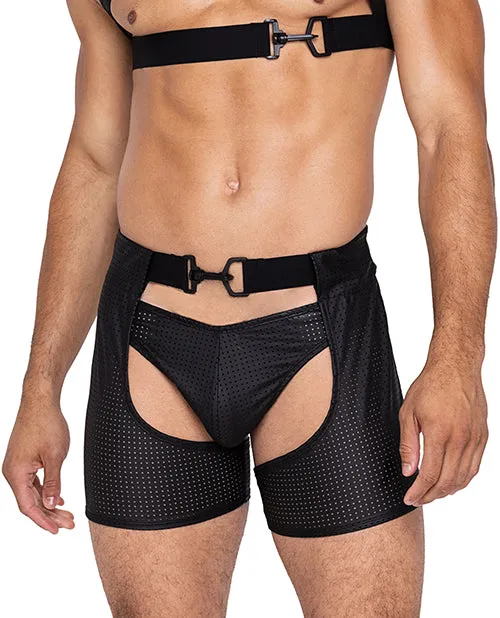 Roma Costume INC Anal Master Chaps Whook Ring Closure Rear Cut Out Black