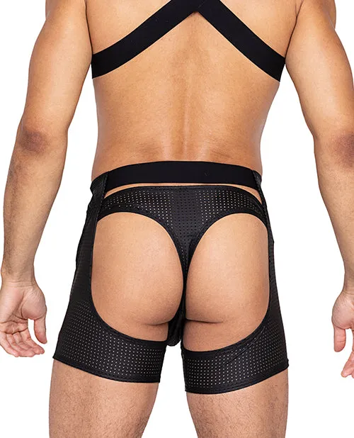 Roma Costume INC Anal Master Chaps Whook Ring Closure Rear Cut Out Black