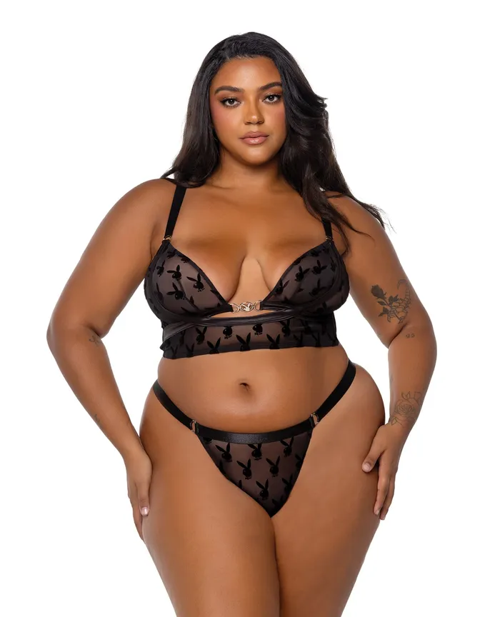 Roma Costume INC Playboy Bunny Charm Mesh Bralette wThong 2 pc Set Black Anal Roma Costume INC Playboy Bunny Charm Mesh Bralette wThong 2 pc Set Black Anal