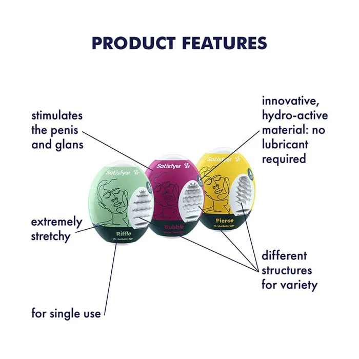 Satisfyer Single Use Masturbator Egg 3Piece Set Satisfyer Male Sex Toys