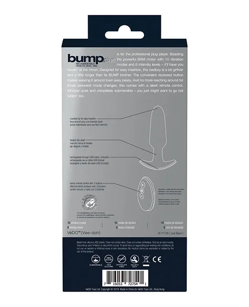 Savvy Co Vedo Bump Plus Rechargeable Remote Control Anal Vibe Just Black Anal