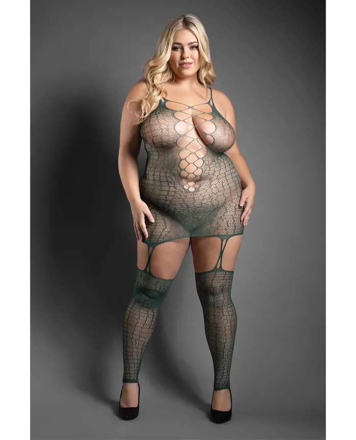 Sheer Wild Heart Reptile Print Bodystocking Dress wAttached Stockings Green QN Fantasy Lingerie Bodystockings Playsuits Sheer Wild Heart Reptile Print Bodystocking Dress wAttached Stockings Green QN Fantasy Lingerie Bodystockings Playsuits