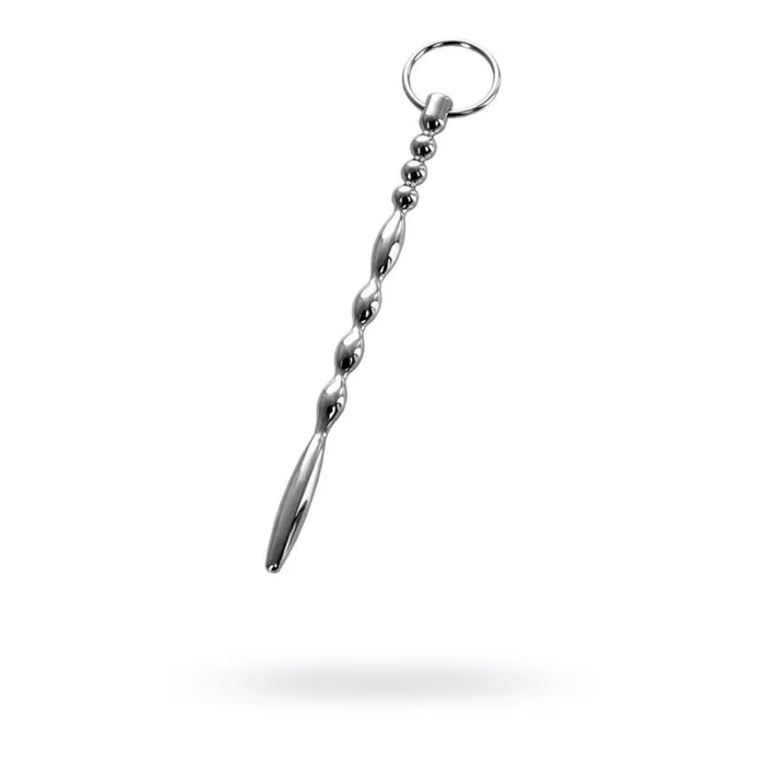 Silver Metal Urethral Plug w Ring Metal Male Sex Toys