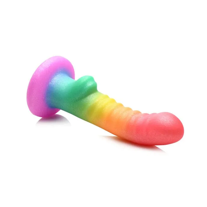 Simply Sweet Ribbed Rainbow Silicone Dildo Curve Toys Female Sex Toys Simply Sweet Ribbed Rainbow Silicone Dildo Curve Toys Female Sex Toys