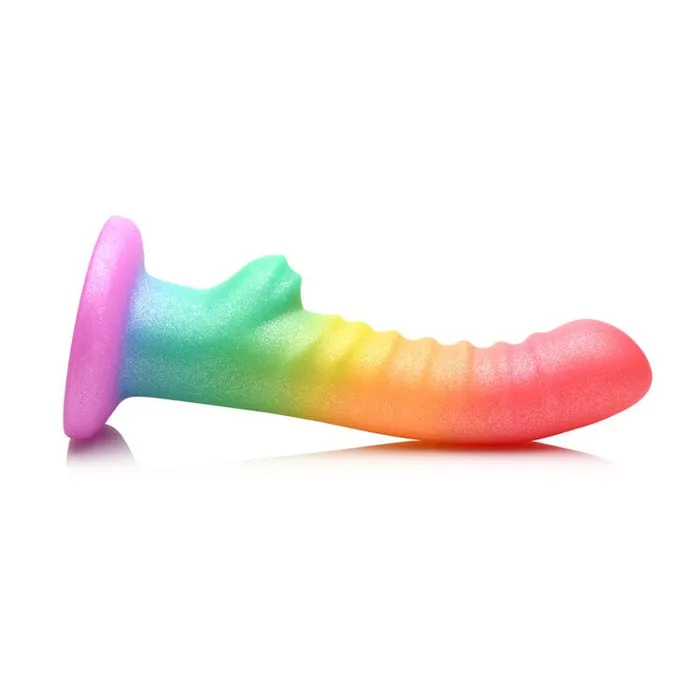 Simply Sweet Ribbed Rainbow Silicone Dildo Curve Toys Female Sex Toys Simply Sweet Ribbed Rainbow Silicone Dildo Curve Toys Female Sex Toys