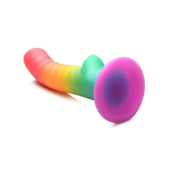 Simply Sweet Ribbed Rainbow Silicone Dildo Curve Toys Female Sex Toys Simply Sweet Ribbed Rainbow Silicone Dildo Curve Toys Female Sex Toys