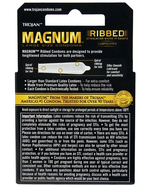 Trojan Magnum Ribbed Condoms Paradise Marketing Female Sex Toys