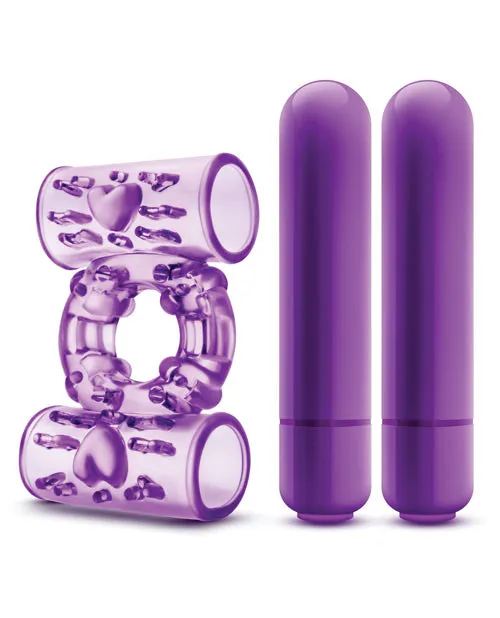 Vibrators Blush Novelties Blush Play With Me Double Play Dual Vibrating Cockring Purple
