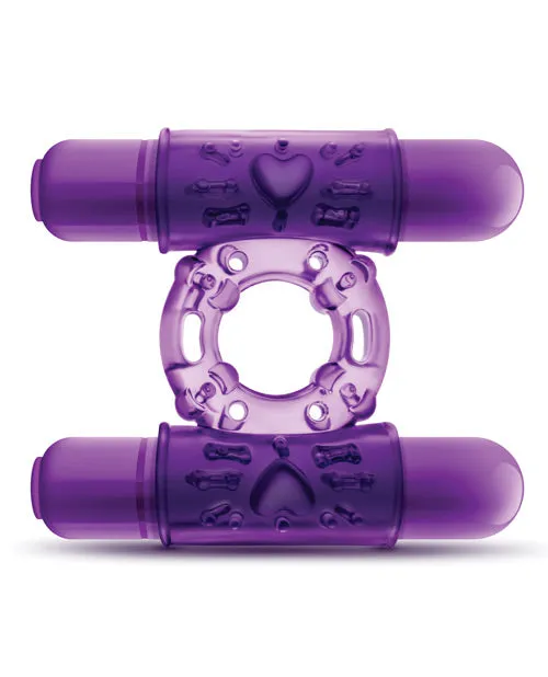 Vibrators Blush Novelties Blush Play With Me Double Play Dual Vibrating Cockring Purple