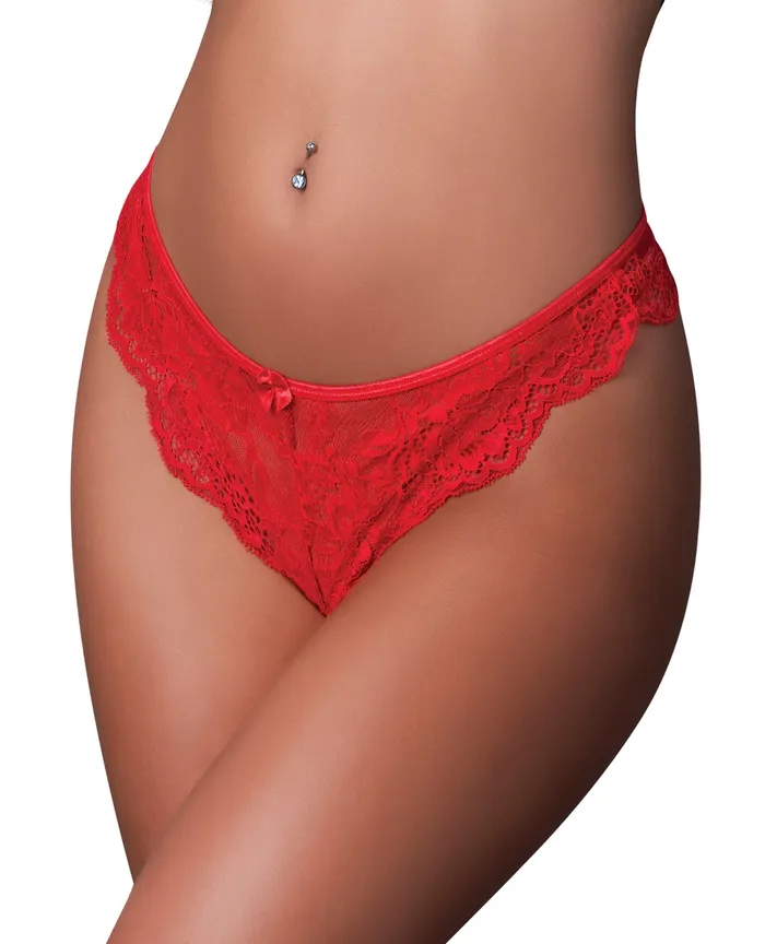 Vibrators Magic Moments Intl Sugar High Split Crotch Panty Red LXL
