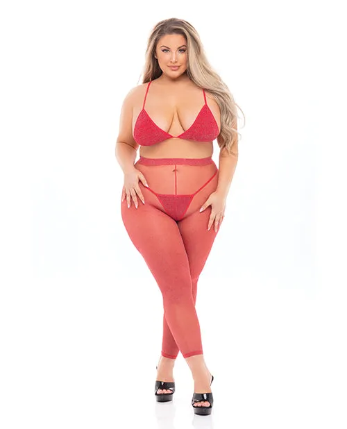 Vibrators Rene Rofe Pink Lipstick Tall Order Bra Top Leggings Qn