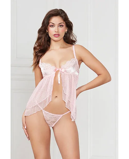 Vibrators Satin Jacquard Dot Mesh Scallop Lace Babydoll Gstring Light Pink Seven til Midnight Costume Vibrators Satin Jacquard Dot Mesh Scallop Lace Babydoll Gstring Light Pink Seven til Midnight Costume