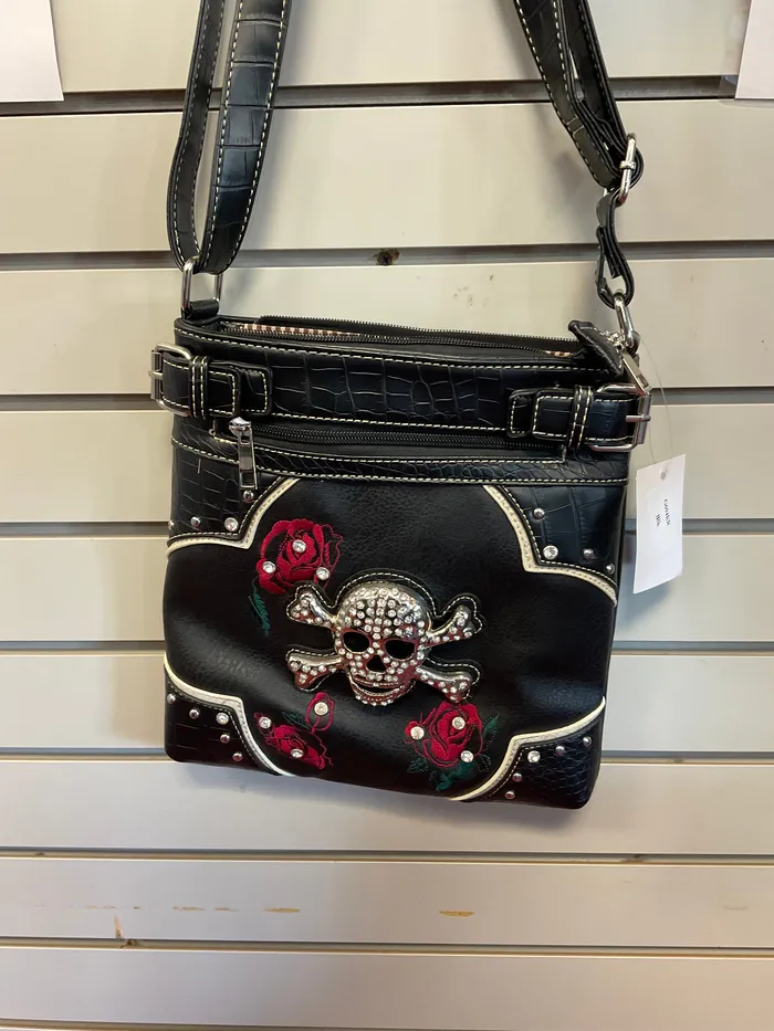 Vibrators Up4Drea crossbones and skull crossbody