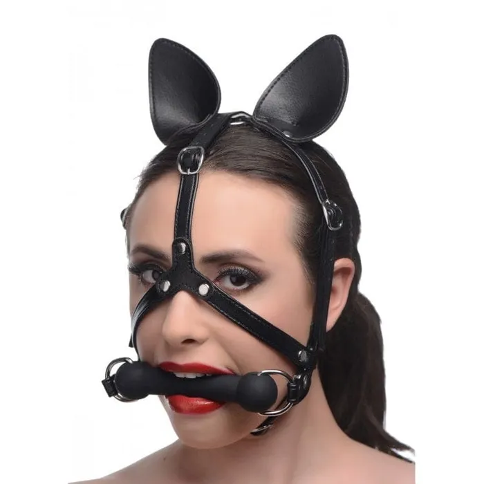 XR Brands Female Sex Toys Master Series Dark Horse Pony Head Harness With Silicone Bit XR Brands Female Sex Toys Master Series Dark Horse Pony Head Harness With Silicone Bit
