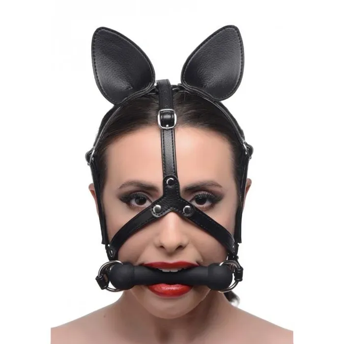 XR Brands Female Sex Toys Master Series Dark Horse Pony Head Harness With Silicone Bit XR Brands Female Sex Toys Master Series Dark Horse Pony Head Harness With Silicone Bit