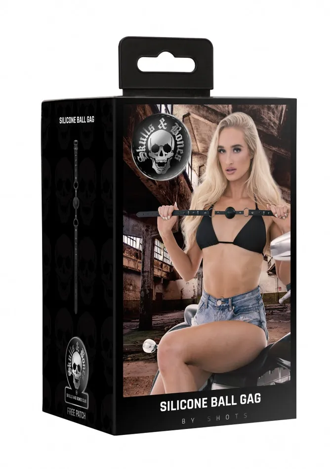 Anal Shots America Ouch Skulls And Bones Silicone Ball Gag Black