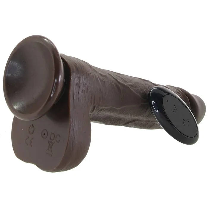 Blush Dr Skin Silicone Dr Murphy Rechargeable RemoteControlled 8 in Thrusting Dildo with Balls Suction Cup Brown Nalpac Female Sex Toys
