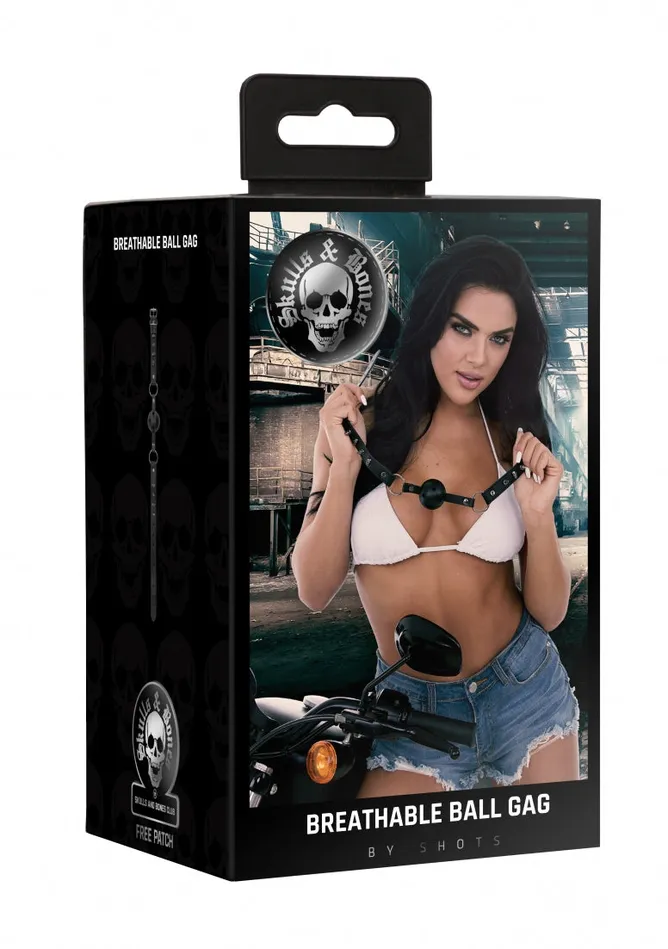 Couples Shots America Ouch Skulls And Bones Breatheable Ball Gag Black