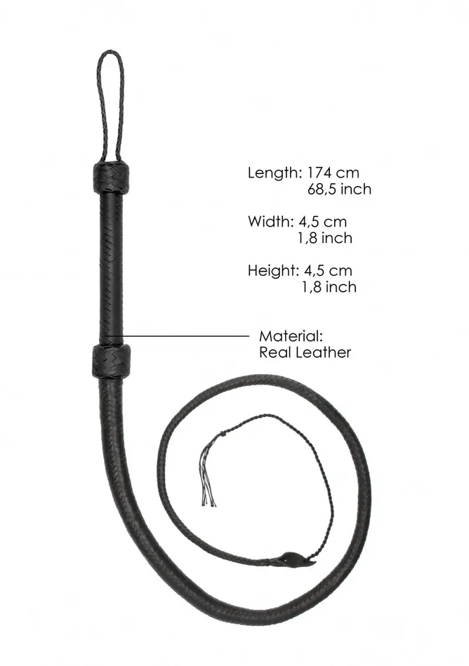 Dildos Shots America Real Leather Bullwhip Black