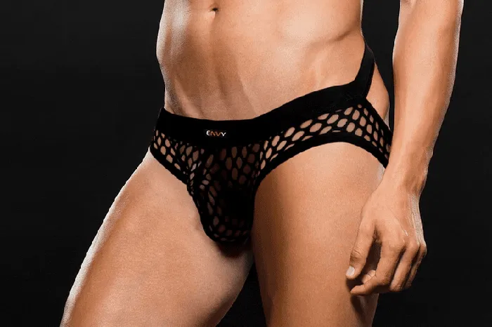 Envy E090 Modern Fishnet Open Back Brief Black Envy Anal