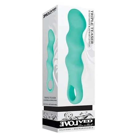 Evolved Triple Teaser Rechargeable Silicone Teal evolv Vibrators