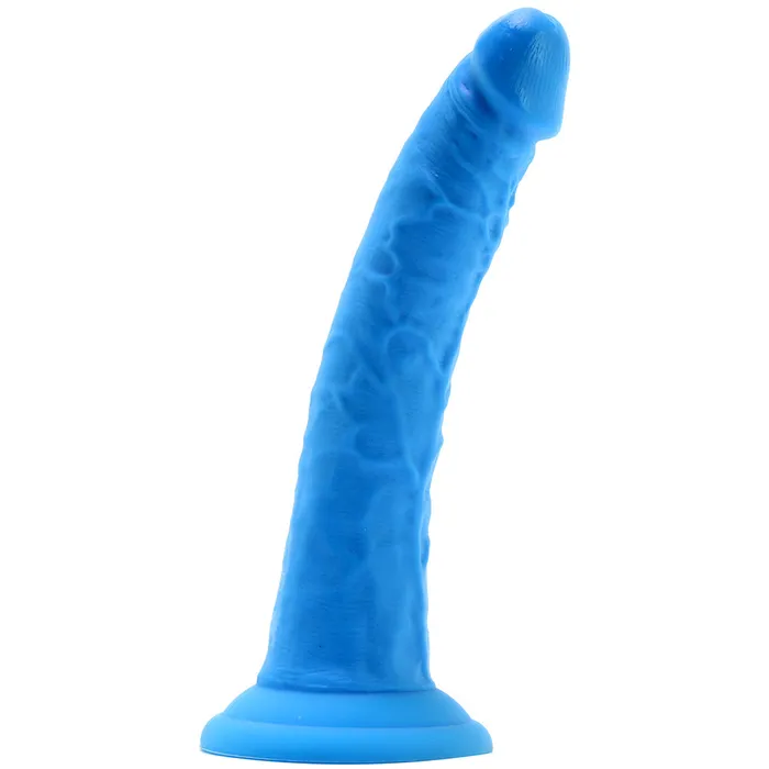 Female Sex Toys Nalpac Blush Neo Elite 75 in Silicone Dual Density Dildo with Suction Cup Neon Blue