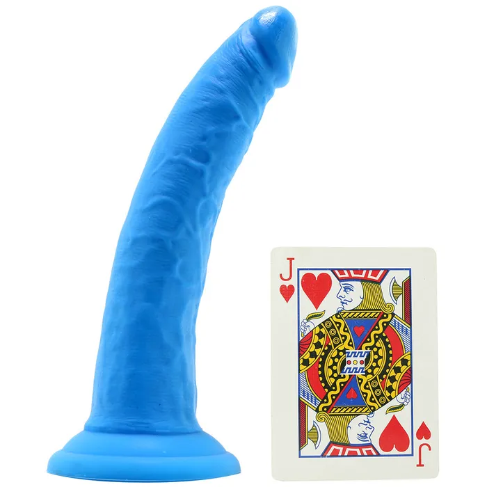 Female Sex Toys Nalpac Blush Neo Elite 75 in Silicone Dual Density Dildo with Suction Cup Neon Blue