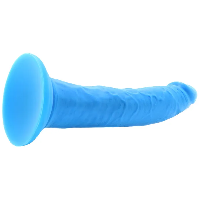 Female Sex Toys Nalpac Blush Neo Elite 75 in Silicone Dual Density Dildo with Suction Cup Neon Blue