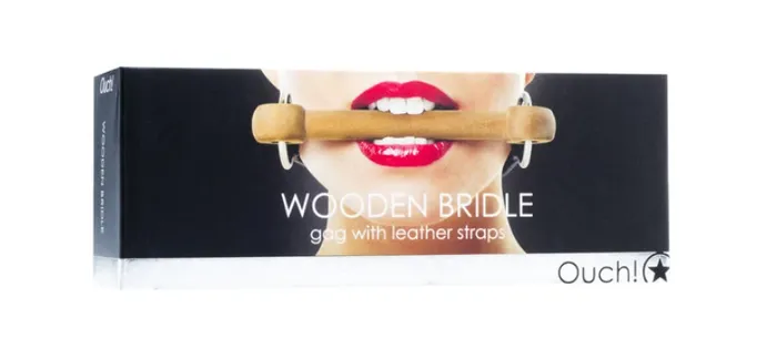 Female Sex Toys Ouch Wooden Bridle Gag With Leather Strap