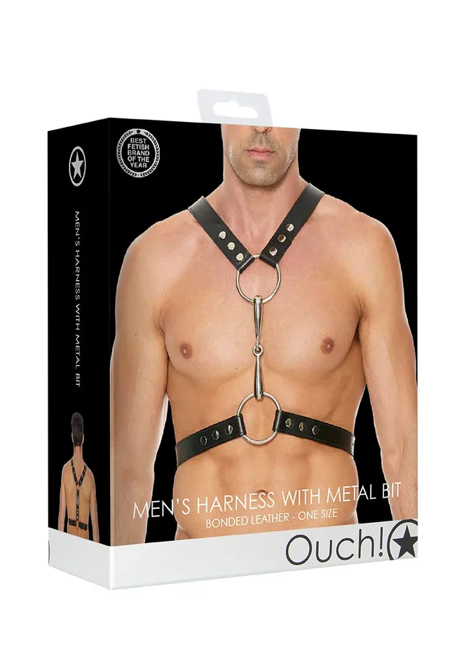Female Sex Toys Shots America Mens Harness With Metal Bit One Size Black