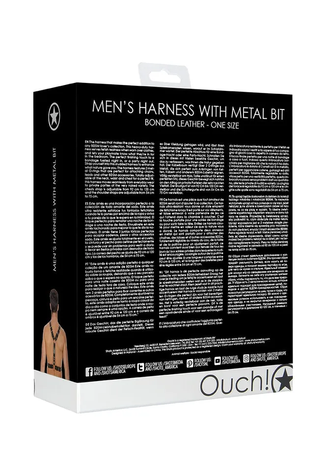 Female Sex Toys Shots America Mens Harness With Metal Bit One Size Black