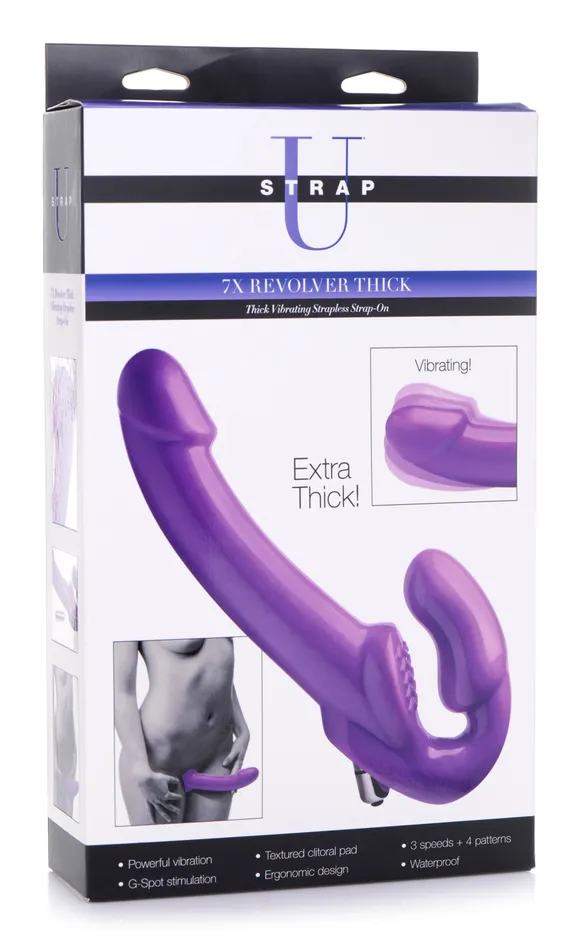 Female Sex Toys XR Brands 2 Inch Thick Vibrating Strapless Strapon