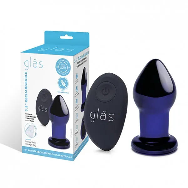 GLAS 35 Rechargeable Remote Controlled Glass Vibrating Butt Plug Electric EEL Inc Anal GLAS 35 Rechargeable Remote Controlled Glass Vibrating Butt Plug Electric EEL Inc Anal