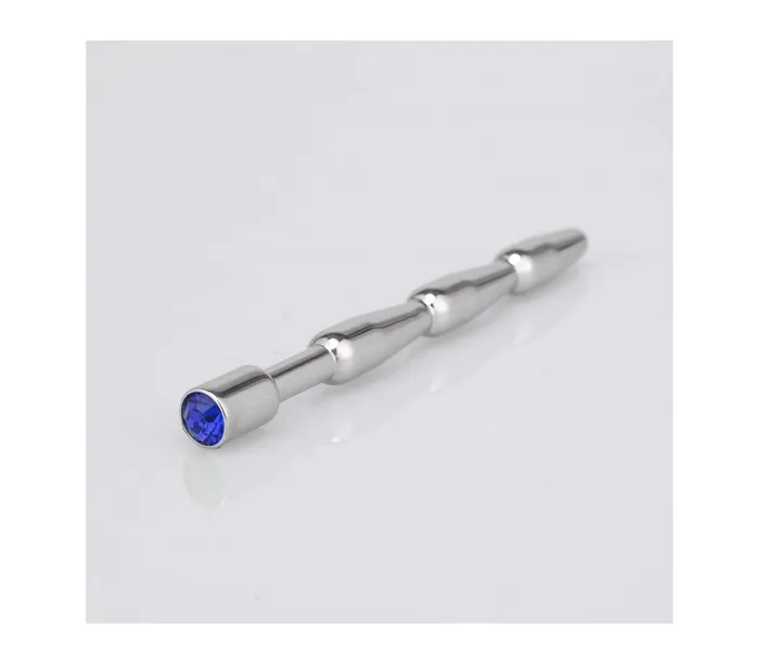 Love In Leather Male Sex Toys Stainless Steel Urethral Solid Plug With Gem