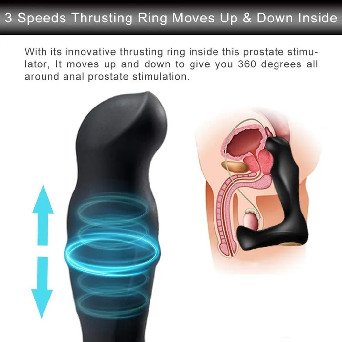 Loveorl Male Sex Toys Vibrating Anal Vibrator Prostate Massager with Thrusting Ring Up Down