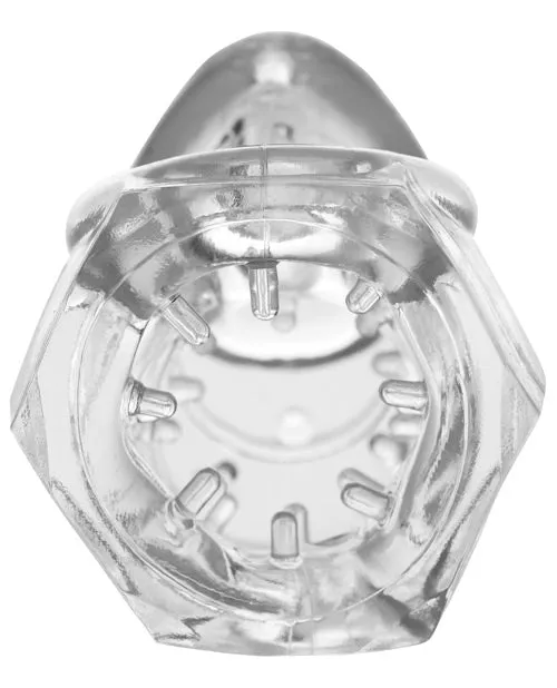 Male Sex Toys Xr LLC Master Series Detained 20 Restrictive Chastity Cage Wnubs Clear