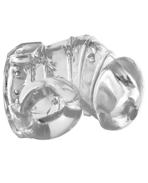 Male Sex Toys Xr LLC Master Series Detained 20 Restrictive Chastity Cage Wnubs Clear