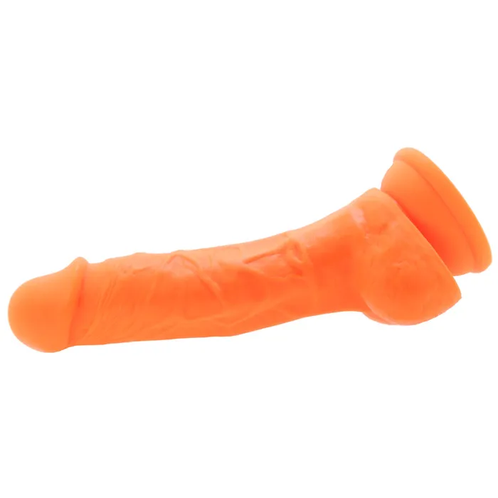 Nalpac Female Sex Toys Blush Neo Elite 75 in Silicone Dual Density Dildo with Balls Suction Cup Neon Orange
