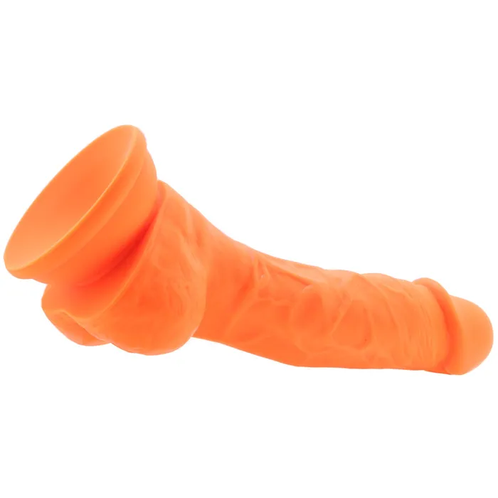 Nalpac Female Sex Toys Blush Neo Elite 75 in Silicone Dual Density Dildo with Balls Suction Cup Neon Orange