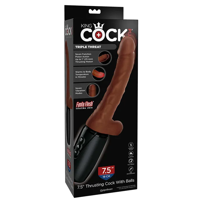 Nalpac Pipedream King Cock Plus 75 in Thrusting Cock With Balls Rechargeable Realistic Vibrator Brown Female Sex Toys Nalpac Pipedream King Cock Plus 75 in Thrusting Cock With Balls Rechargeable Realistic Vibrator Brown Female Sex Toys