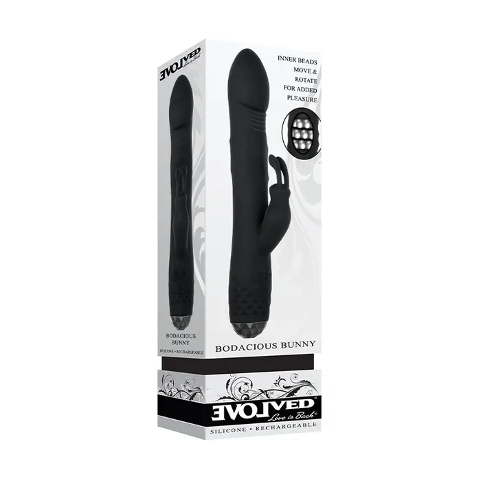 Nalpac Vibrators Evolved Bodacious Bunny Rechargeable Silicone Rabbit Vibrator Black