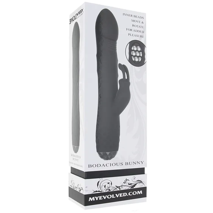 Nalpac Vibrators Evolved Bodacious Bunny Rechargeable Silicone Rabbit Vibrator Black