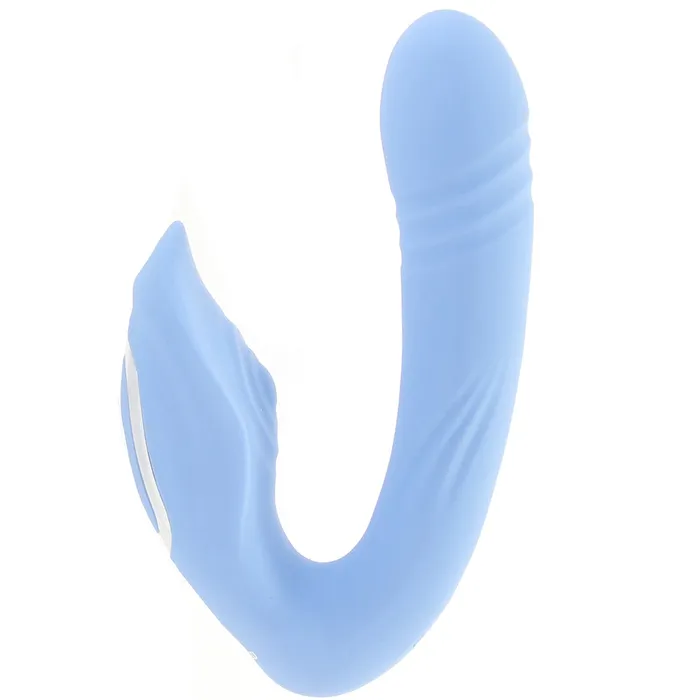 Nalpac Vibrators Evolved Tap Thrust Rechargeable Thrusting Pulsing Silicone Dual Stimulator Blue