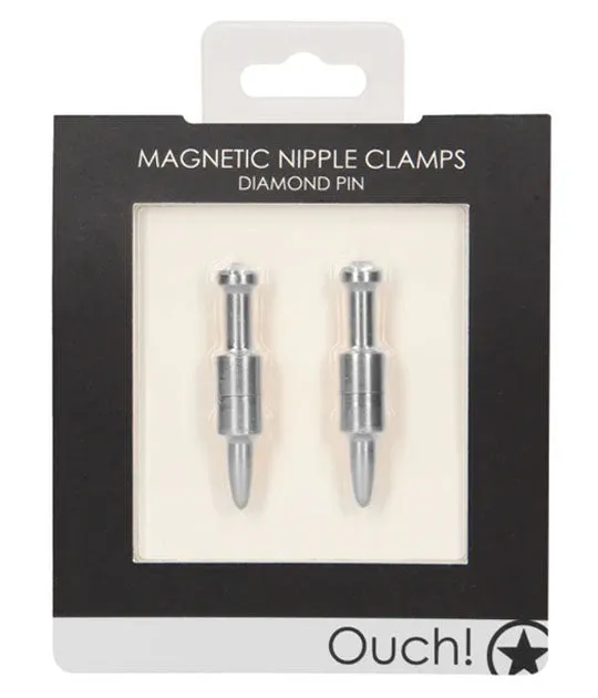 Ouch Couples OUCH Magnetic Nipple Clamps Diamond Pin Silver