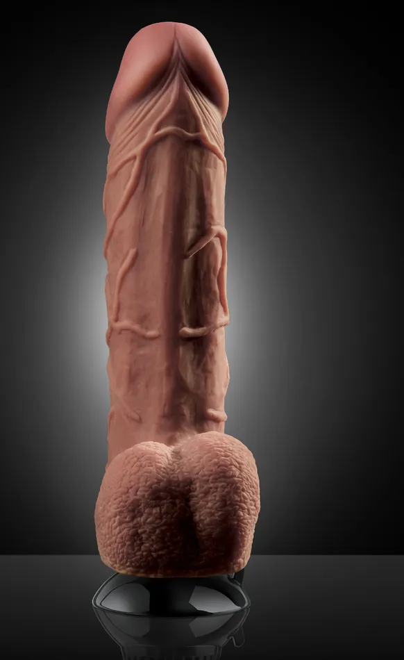 Pipedream Products Dildos Real Feel Deluxe 10 Flesh 10in Vibrating Suction Dildo 10 inches Harness Compatible