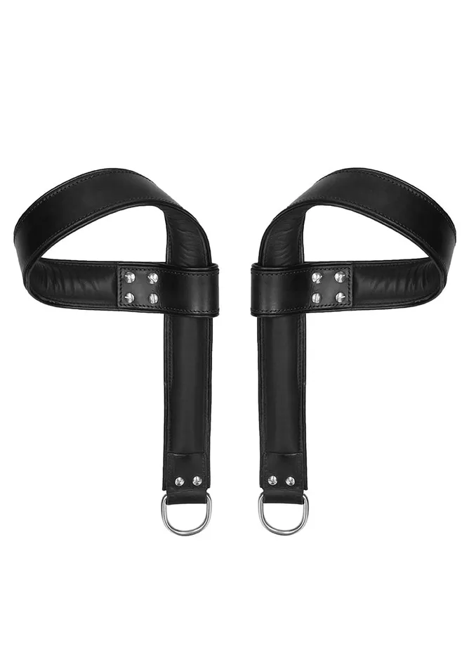 Restraints Shots America Suspension Cuffs Saddle Leather Hands Feet Black